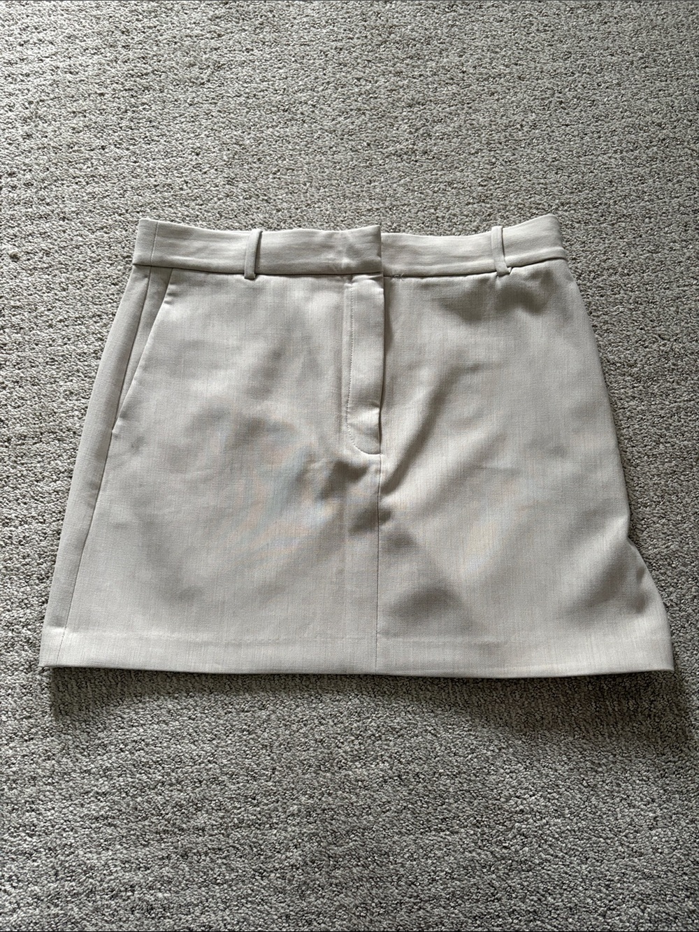Babaton Cream Chisel Mini Skirt